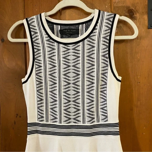 RAG & BONE Black & White Stretch Knit Dress XS - Picture 5 of 7